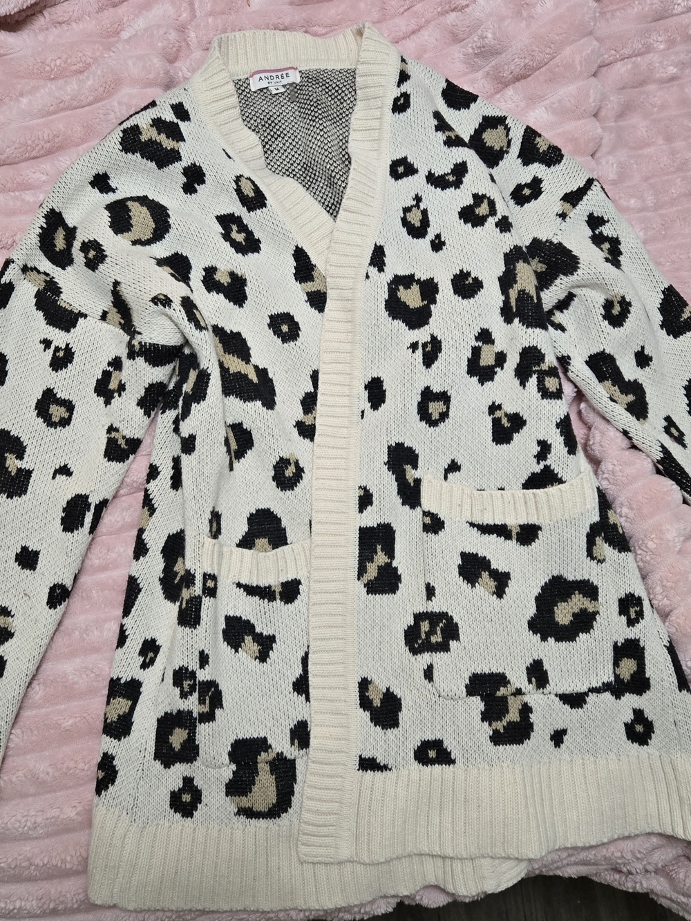 Andree by Unit Leopard Print Longline Cardigan Pockets Size M